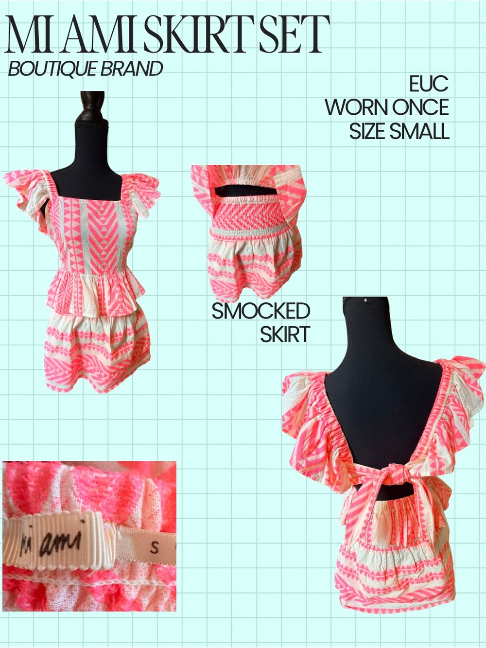 miami Pink & Cream Smocked One-Piece Romper with Ruffle Straps